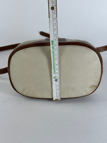 Sac seau vintage en cuir Courreges blanc marron