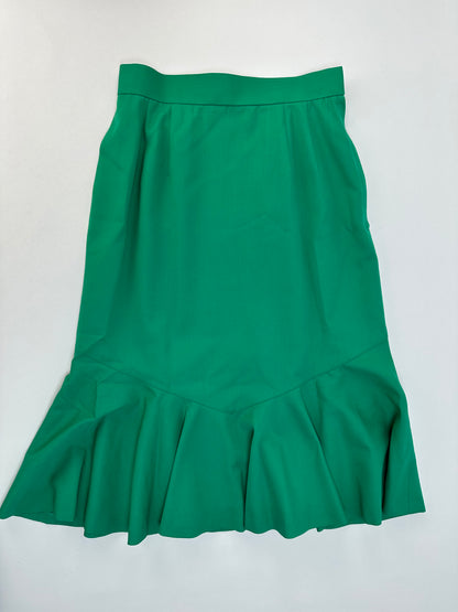 Vintage Dior Flared Satin Midi Skirt Late 1990s Emerald Green M
