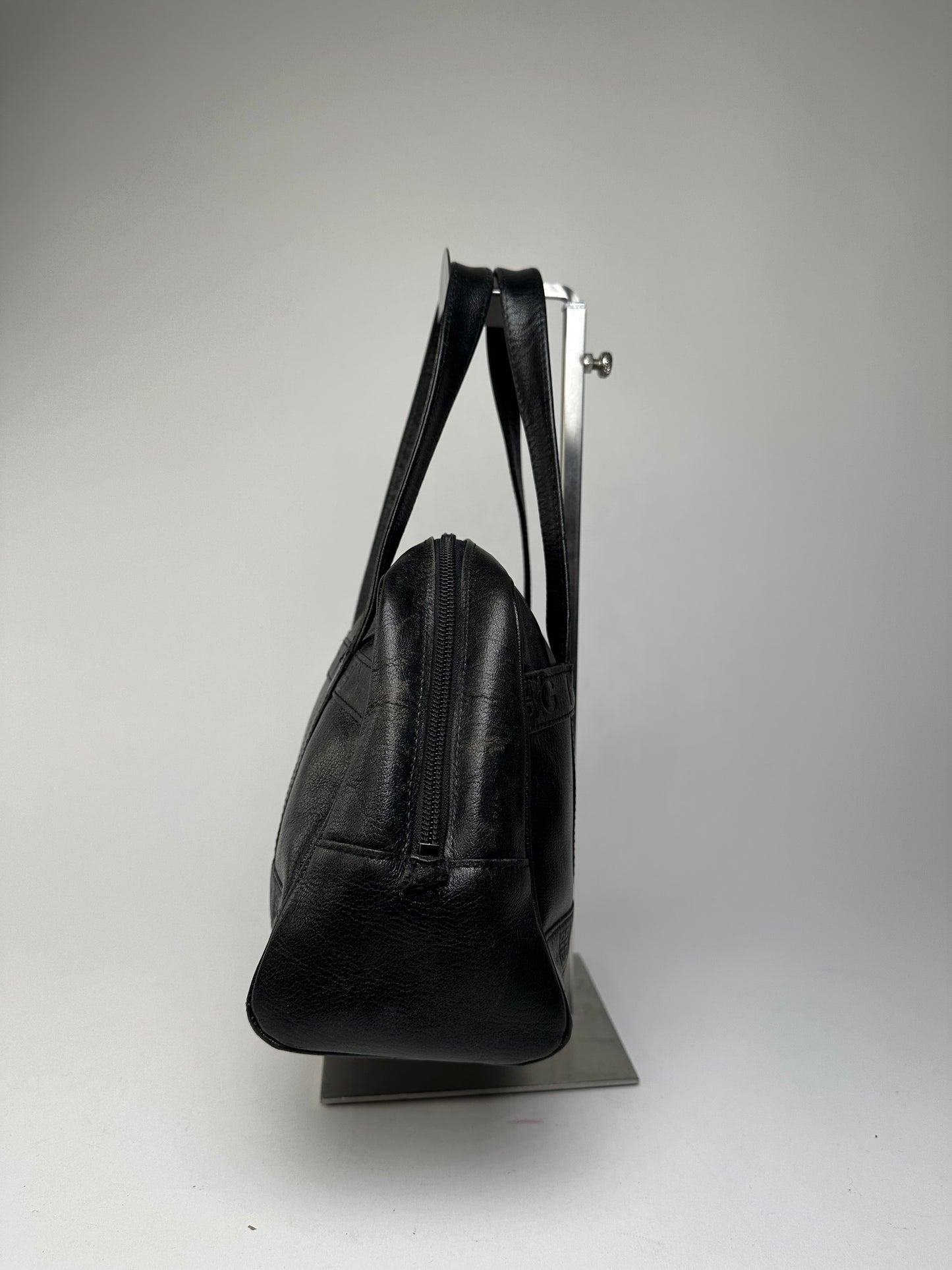 Vintage Givenchy 4G Embossed Leather Bowler Handbag Black