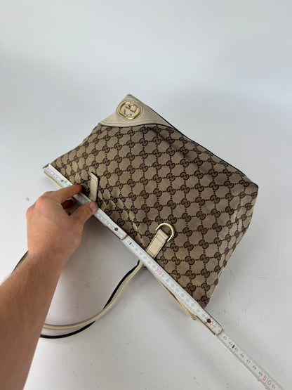 Vintage Gucci Monogram Tote Bag beige white