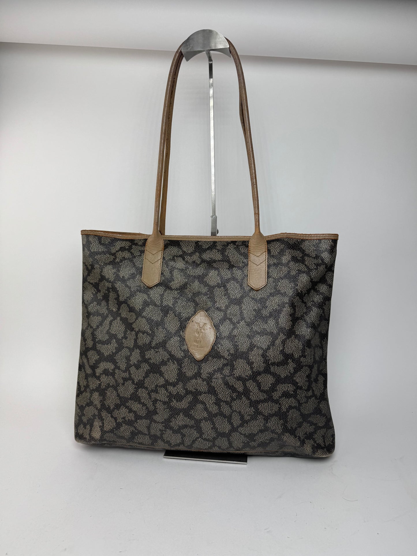 Sacs cabas vintage Yves Saint Laurent en cuir marron noir gris