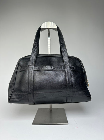 Vintage Givenchy 4G Embossed Leather Bowler Handbag Black