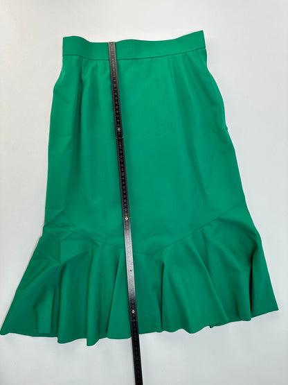 Vintage Dior Flared Satin Midi Skirt Late 1990s Emerald Green M