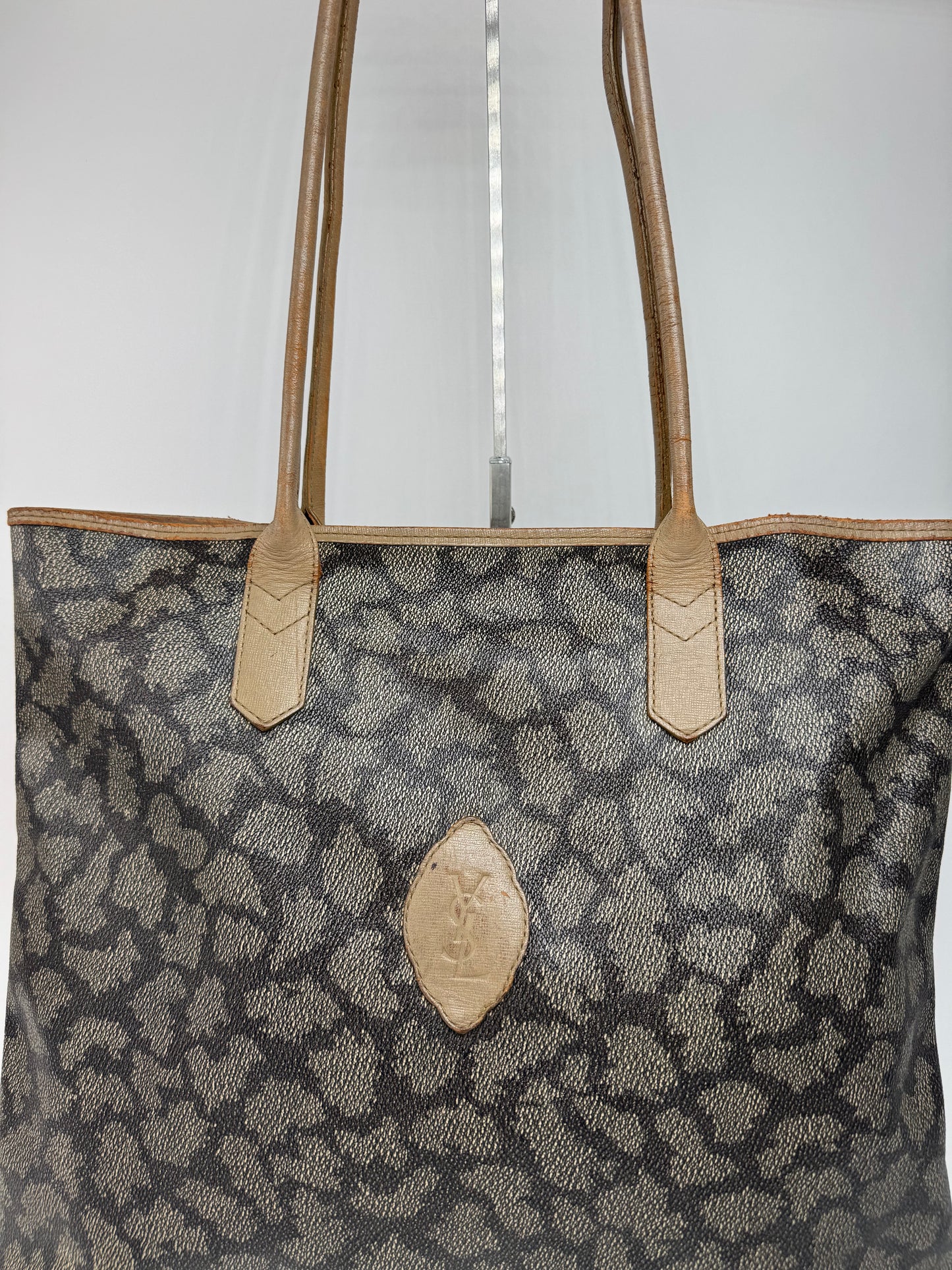 Sacs cabas vintage Yves Saint Laurent en cuir marron noir gris