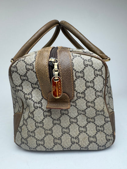 Mini sac Boston vintage en cuir monogramme Gucci Plus marron gris