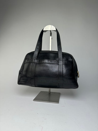 Vintage Givenchy 4G Embossed Leather Bowler Handbag Black