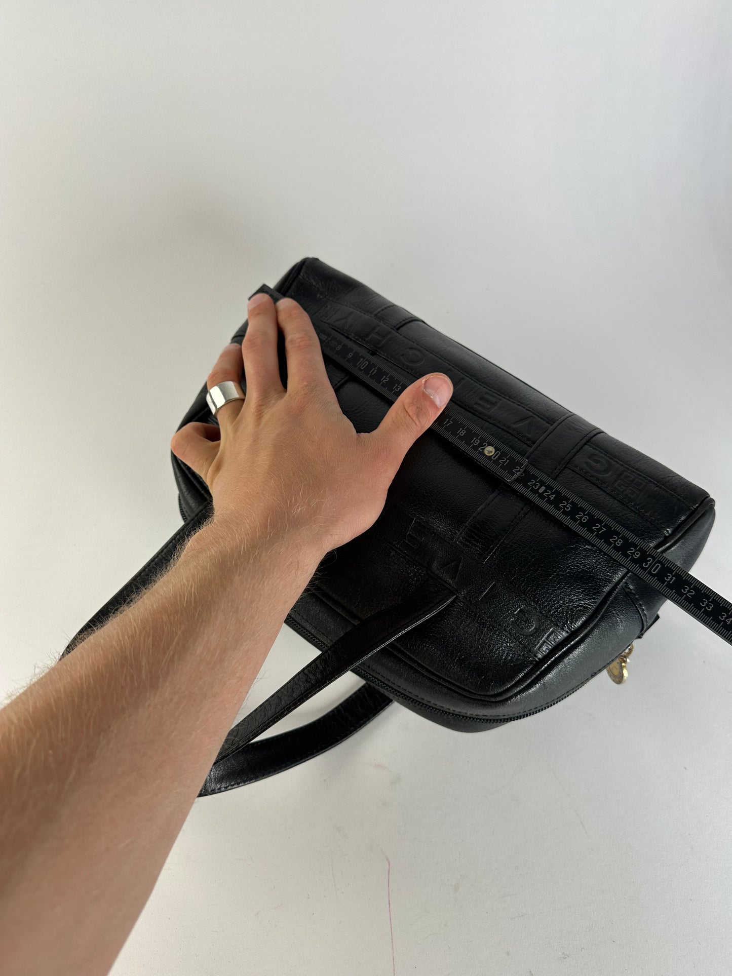 Vintage Givenchy 4G Embossed Leather Bowler Handbag Black