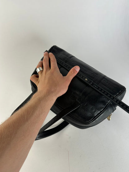Vintage Givenchy 4G Embossed Leather Bowler Handbag Black