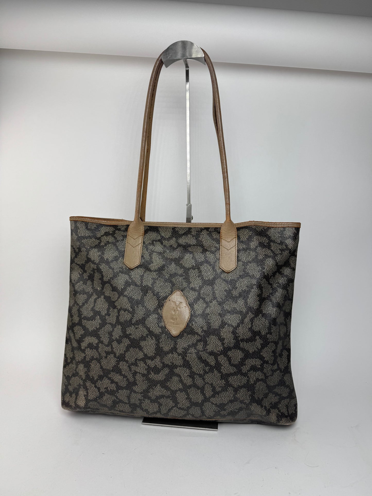 Sacs cabas vintage Yves Saint Laurent en cuir marron noir gris