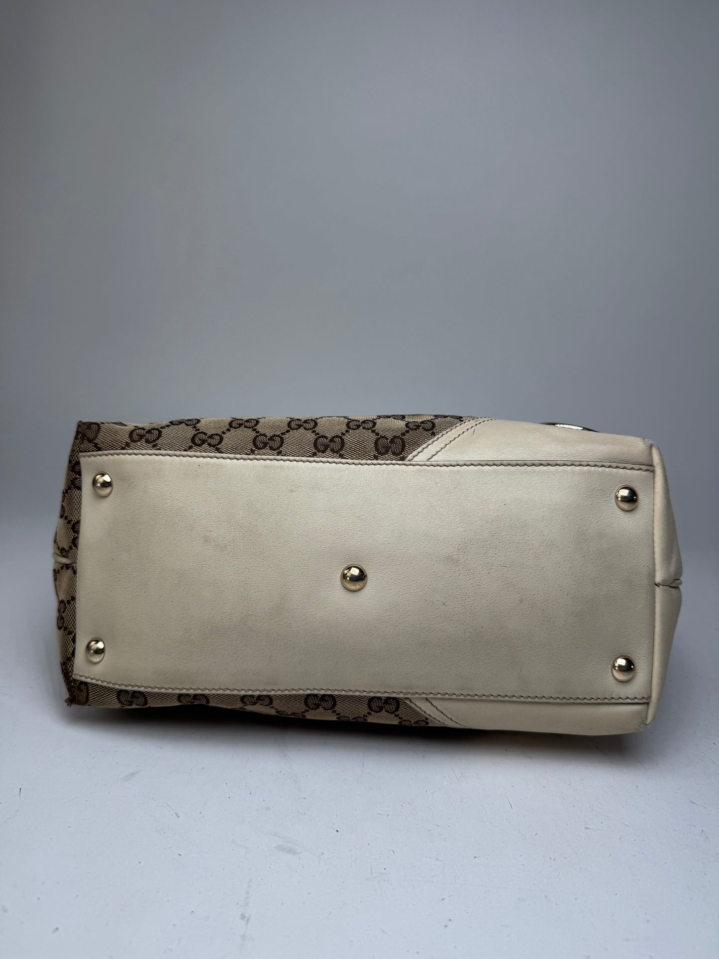 Vintage Gucci Monogram Tote Bag beige white