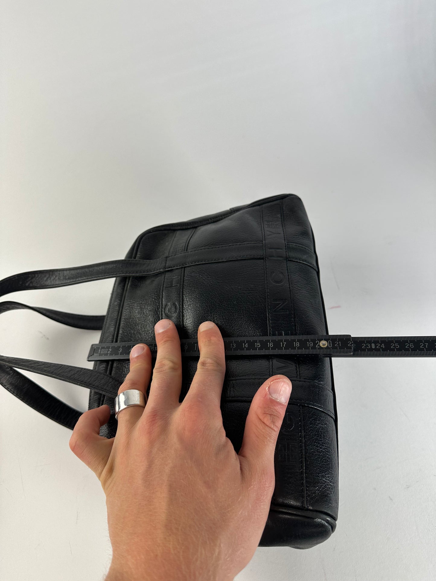 Vintage Givenchy 4G Embossed Leather Bowler Handbag Black