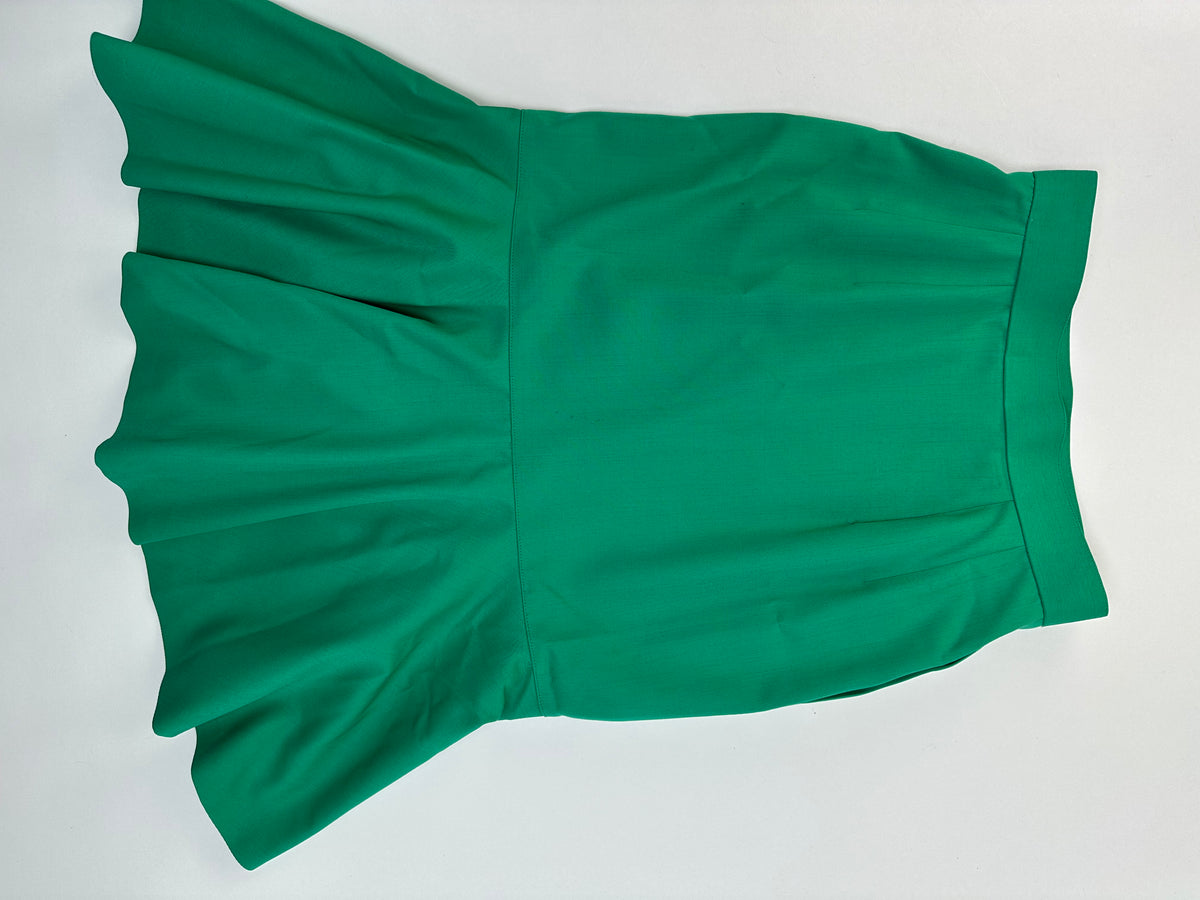 Vintage Dior Flared Satin Midi Skirt Late 1990s Emerald Green M