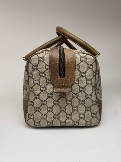 Mini sac Boston vintage en cuir monogramme Gucci Plus marron gris