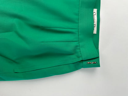 Vintage Dior Flared Satin Midi Skirt Late 1990s Emerald Green M