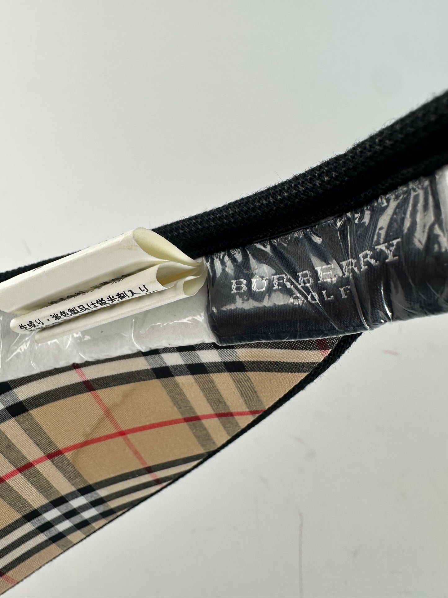 Vintage Burberry Golf Nova Check Lined Sun Visor Black M