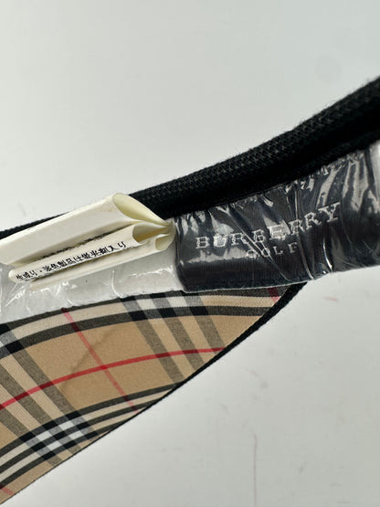 Vintage Burberry Golf Nova Check Lined Sun Visor Black M