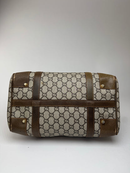 Mini sac Boston vintage en cuir monogramme Gucci Plus marron gris