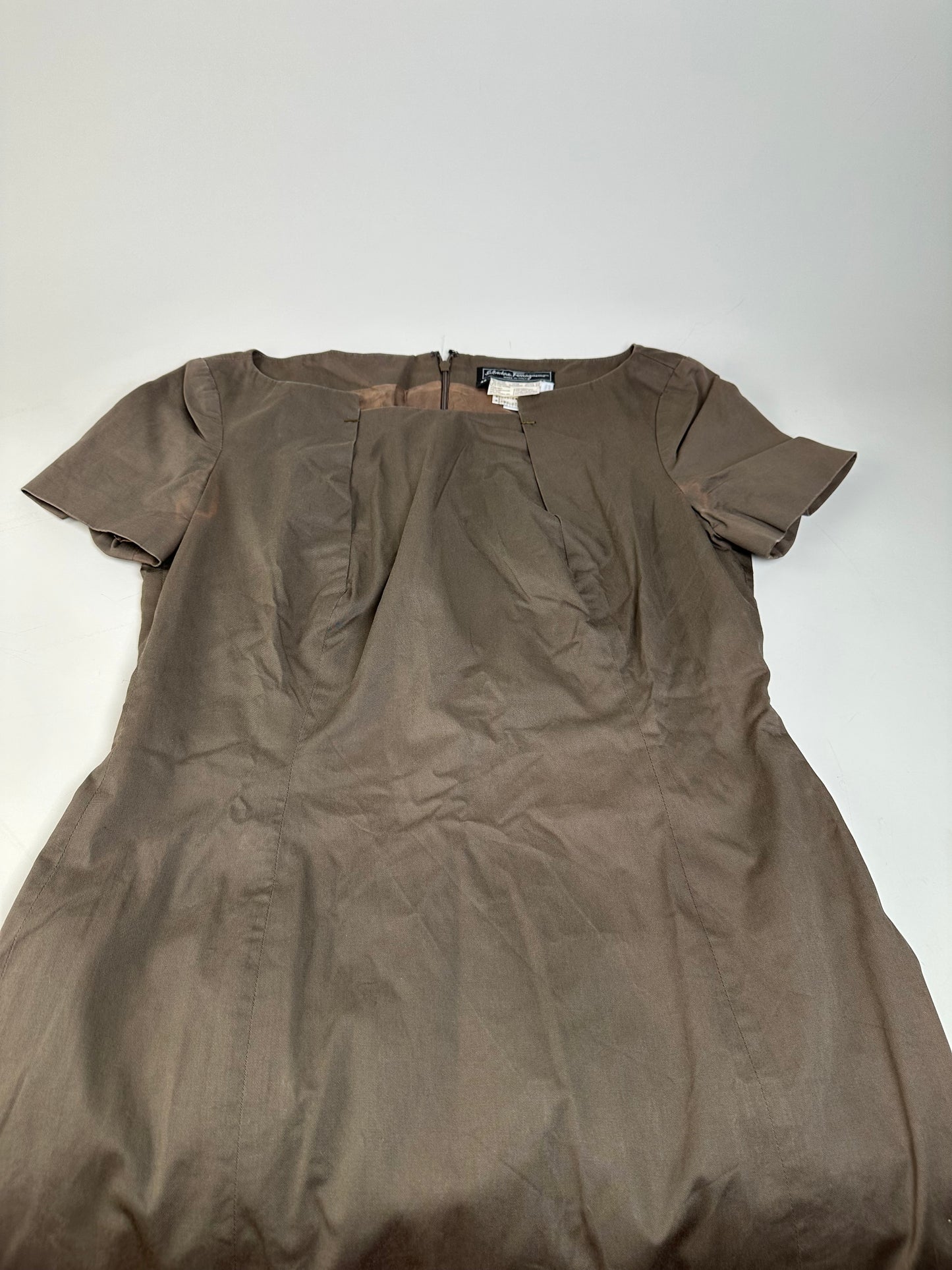 Vintage Ferragamo Cotton Stretch Dress Brown M