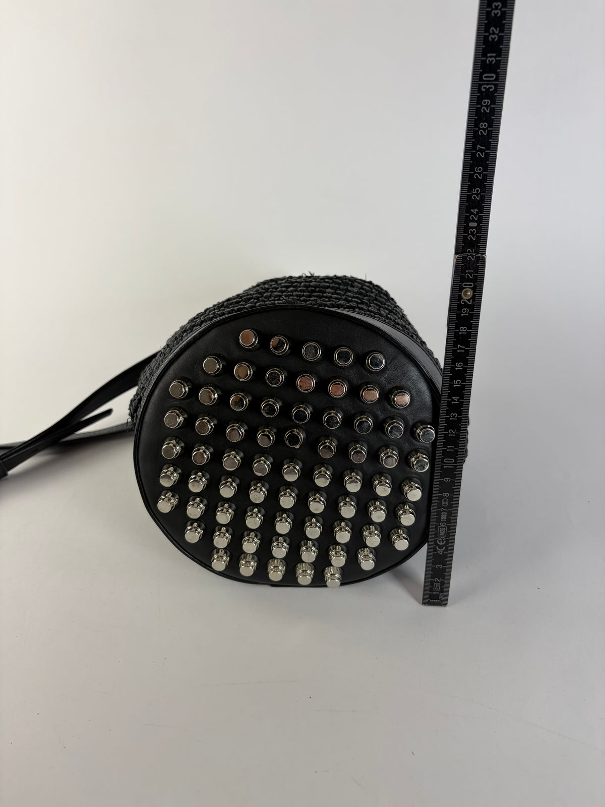 Vintage Alexander Wang Woven Straw Leather Bucket Bag c. 2016 Black
