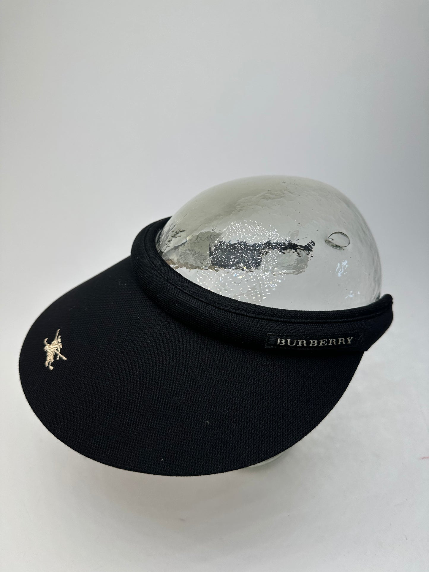 Vintage Burberry Golf Nova Check Lined Sun Visor Black M