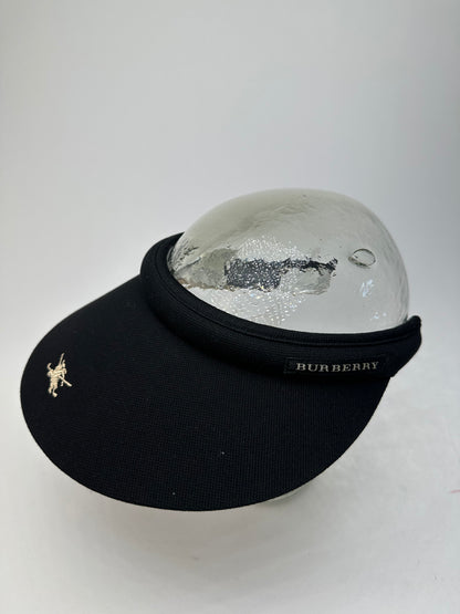 Vintage Burberry Golf Nova Check Lined Sun Visor Black M