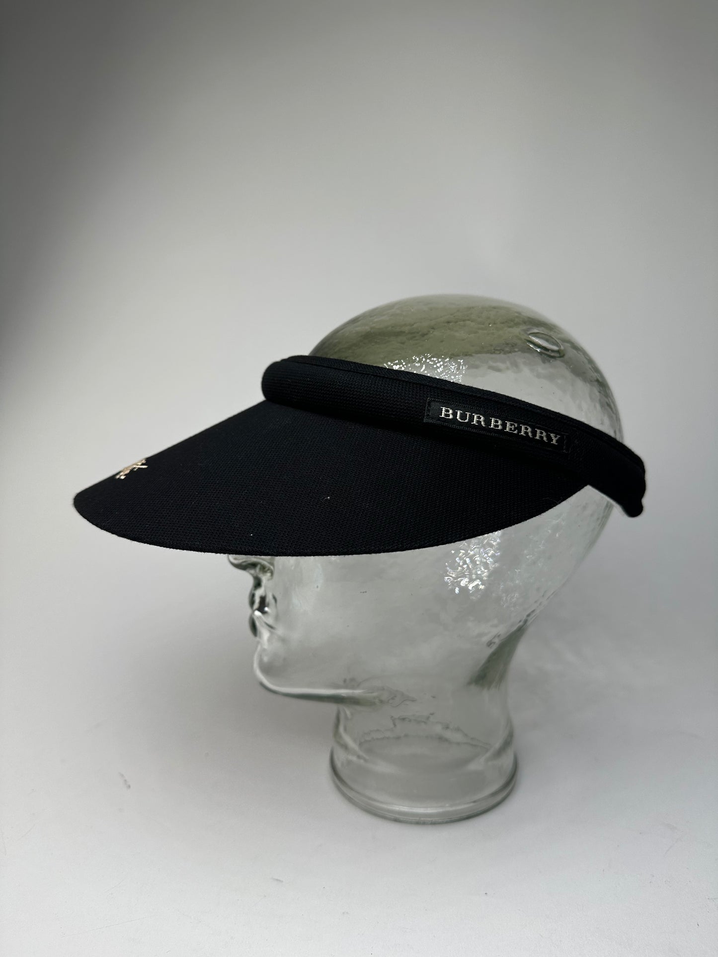 Vintage Burberry Golf Nova Check Lined Sun Visor Black M