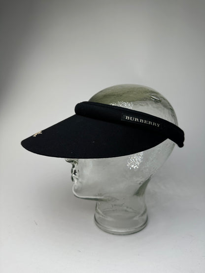 Vintage Burberry Golf Nova Check Lined Sun Visor Black M