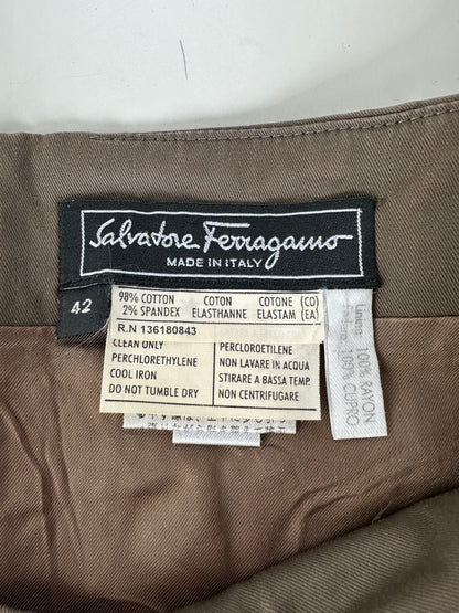 Vintage Ferragamo Cotton Stretch Dress Brown M