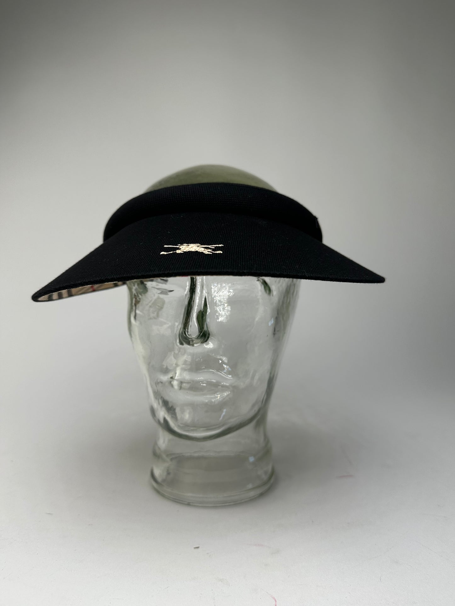 Vintage Burberry Golf Nova Check Lined Sun Visor Black M
