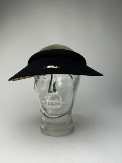 Vintage Burberry Golf Nova Check Lined Sun Visor Black M