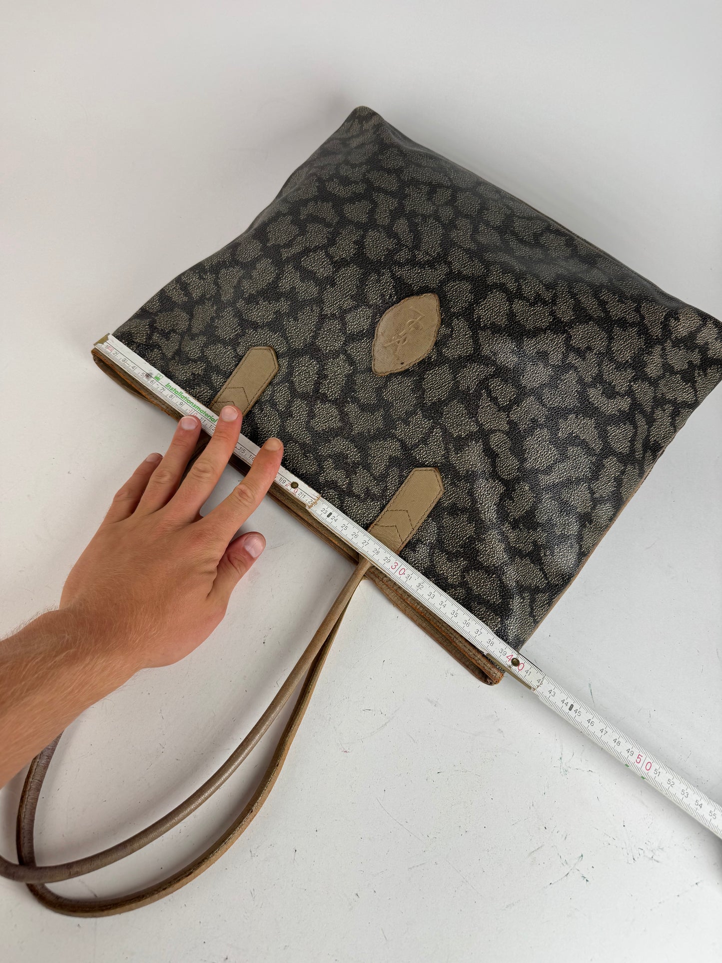 Sacs cabas vintage Yves Saint Laurent en cuir marron noir gris