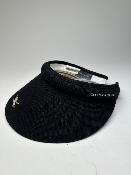Vintage Burberry Golf Nova Check Lined Sun Visor Black M