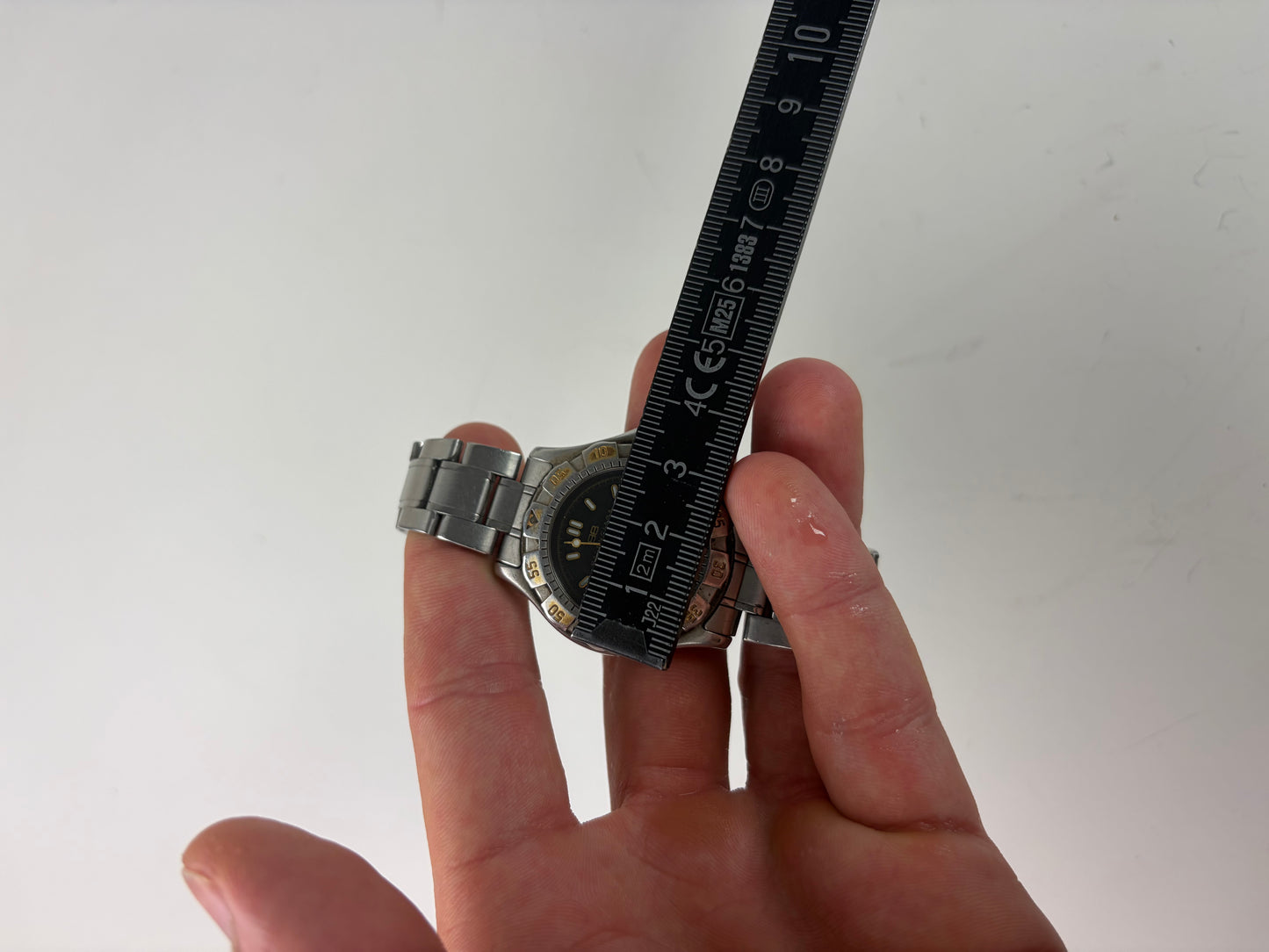 Vintage Balenciaga Stainless Steel Bracelet Watch Black Gold