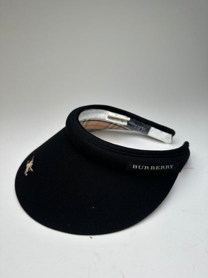 Vintage Burberry Golf Nova Check Lined Sun Visor Black M