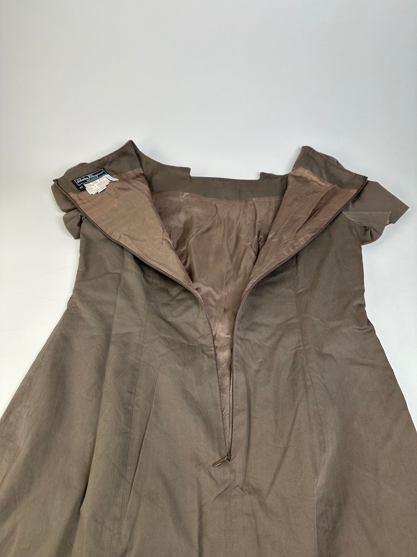 Vintage Ferragamo Cotton Stretch Dress Brown M