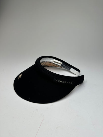 Vintage Burberry Golf Nova Check Lined Sun Visor Black M