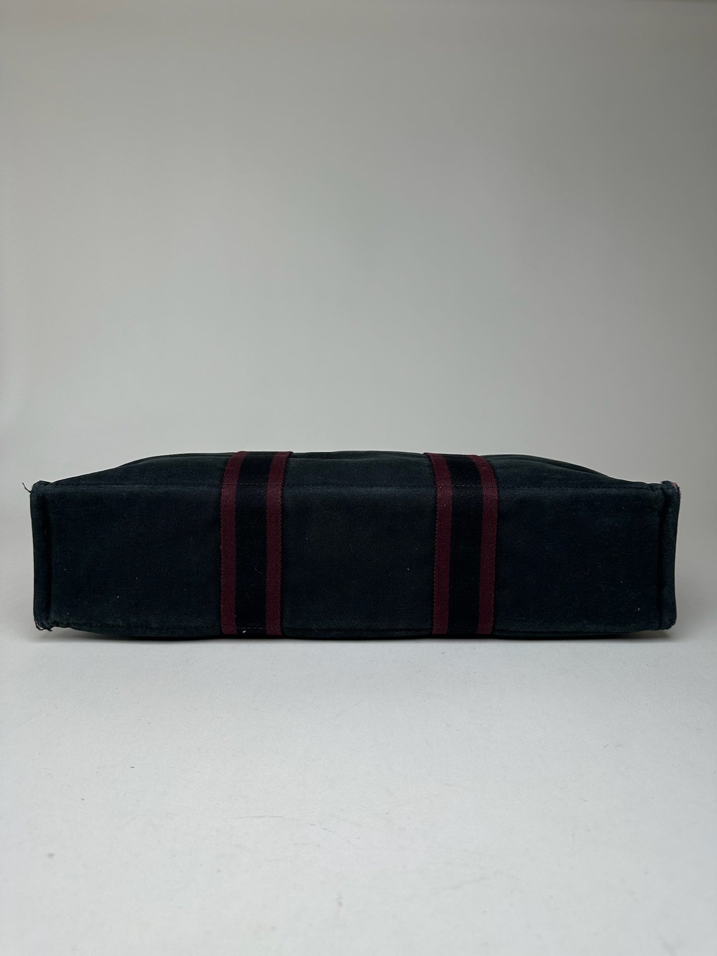 Vintage Hermes Canvas Shopper Purple Black