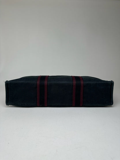 Vintage Hermes Canvas Shopper Purple Black