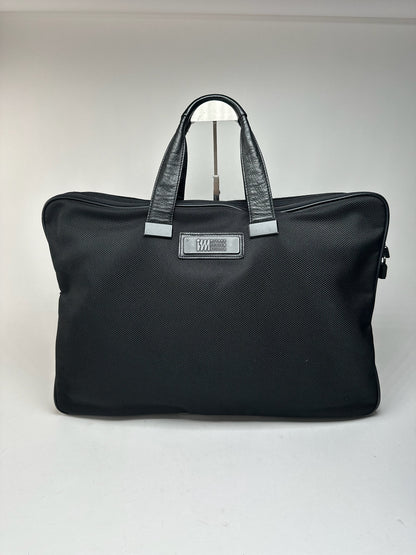 Sac de voyage vintage en cuir vegan Issey Miyake noir