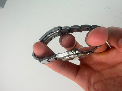 Vintage Balenciaga Stainless Steel Bracelet Watch Black Gold