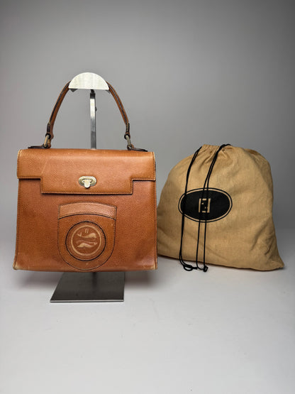Vintage Fendi Roma Leather Handbag Brown