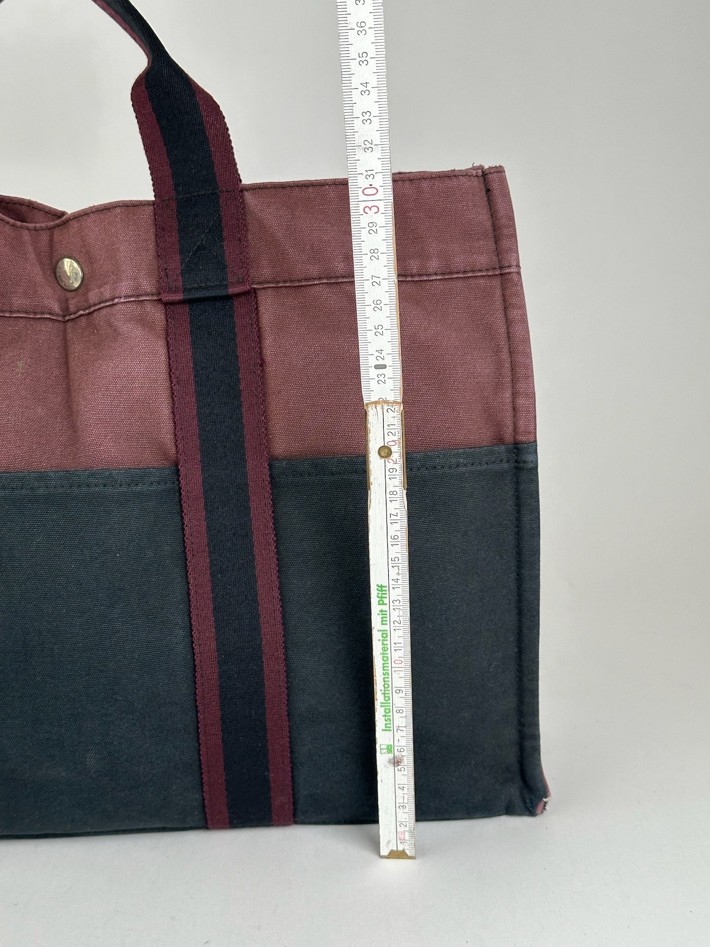 Vintage Hermes Canvas Shopper Purple Black