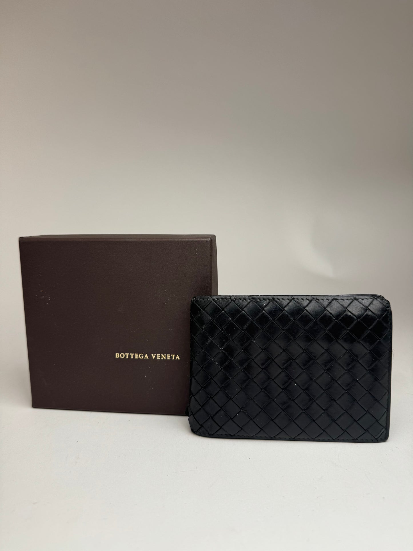 Vintage Bottega Veneta Intrecciato Leather wallet Black