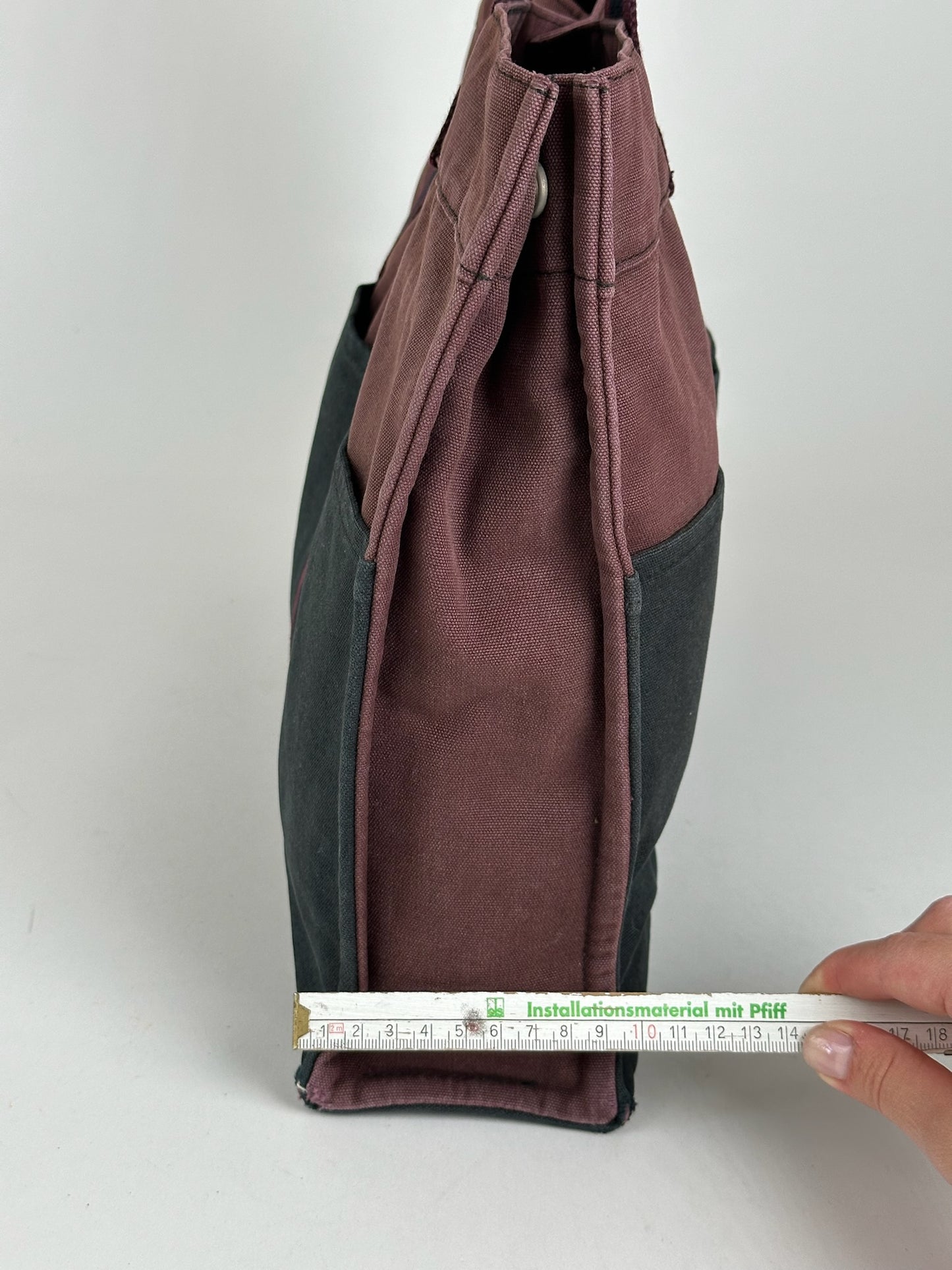 Vintage Hermes Canvas Shopper Purple Black