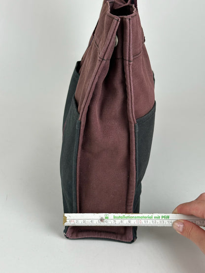 Vintage Hermes Canvas Shopper Purple Black