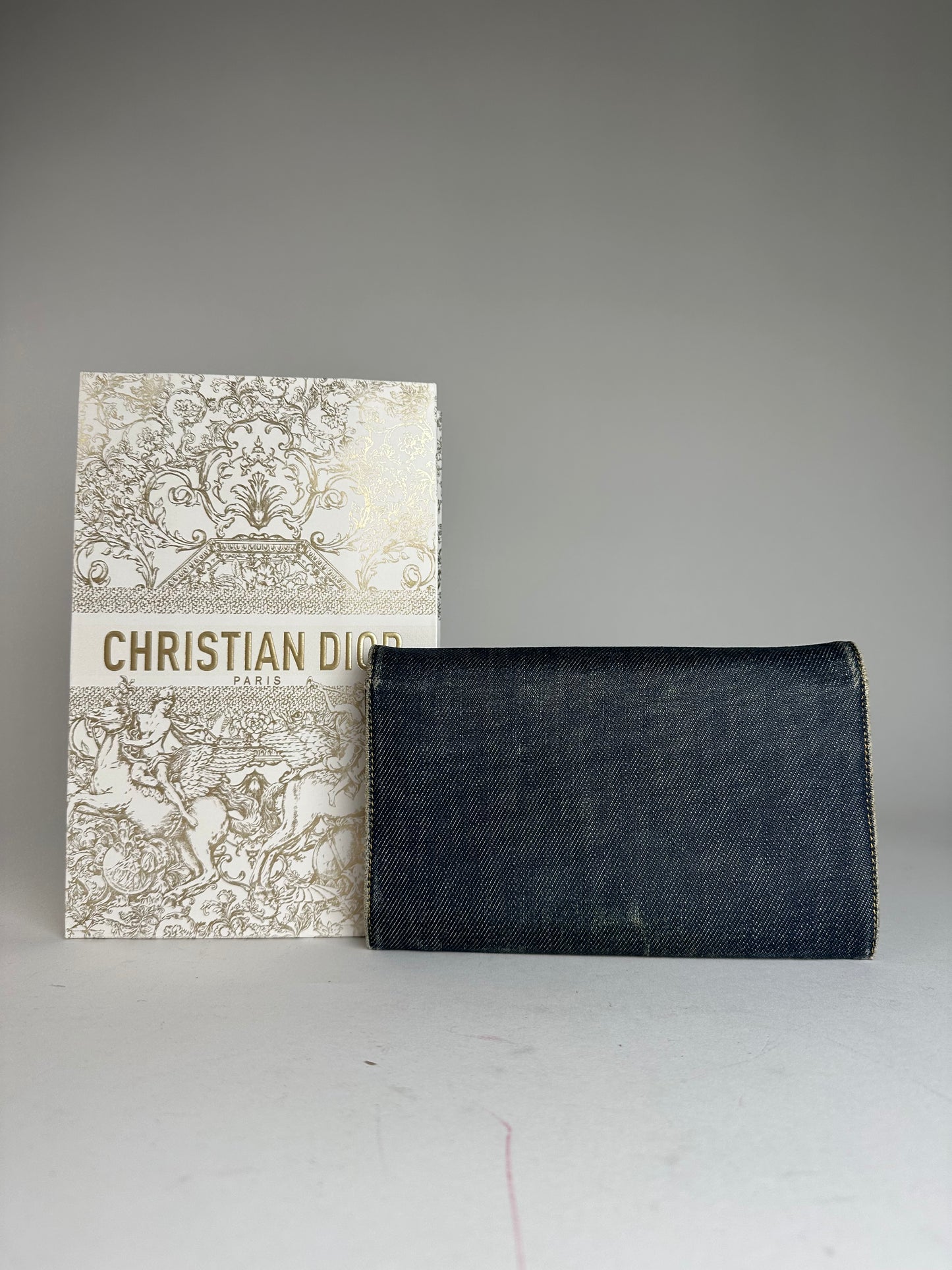 Vintage Dior Denim Flap Long Wallet Navy