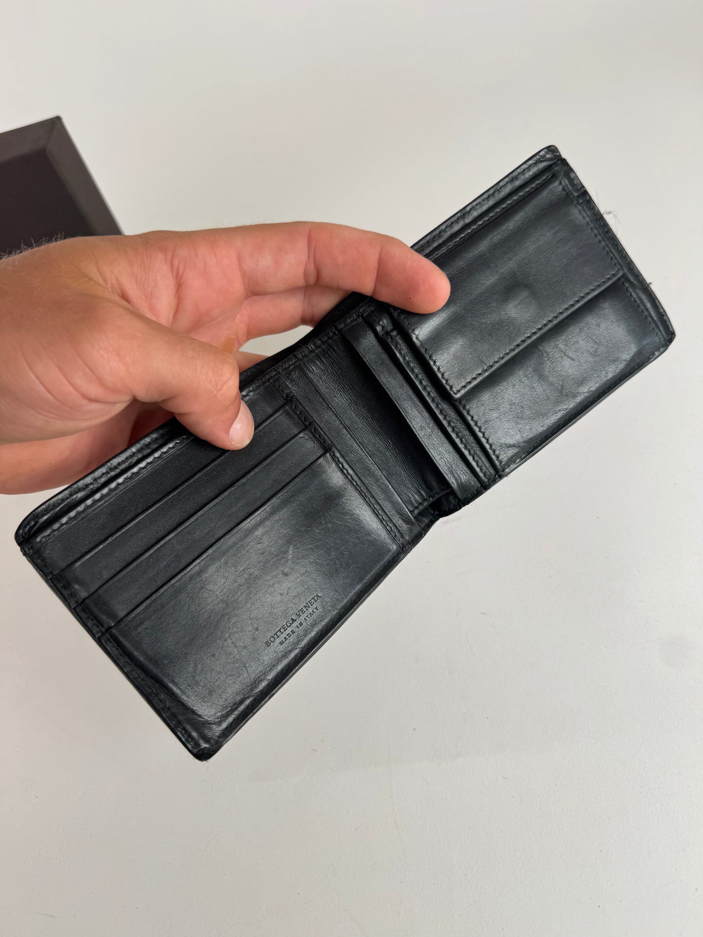 Vintage Bottega Veneta Intrecciato Leather wallet Black