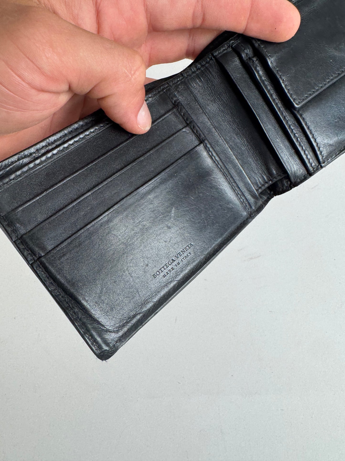 Vintage Bottega Veneta Intrecciato Leather wallet Black