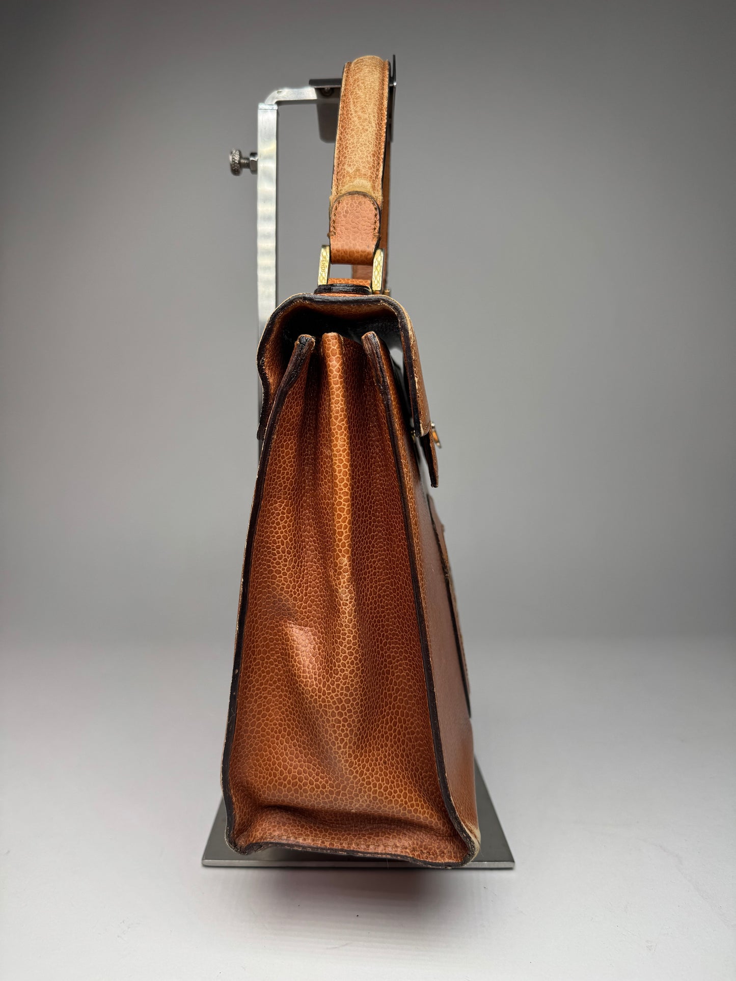 Vintage Fendi Roma Leather Handbag Brown