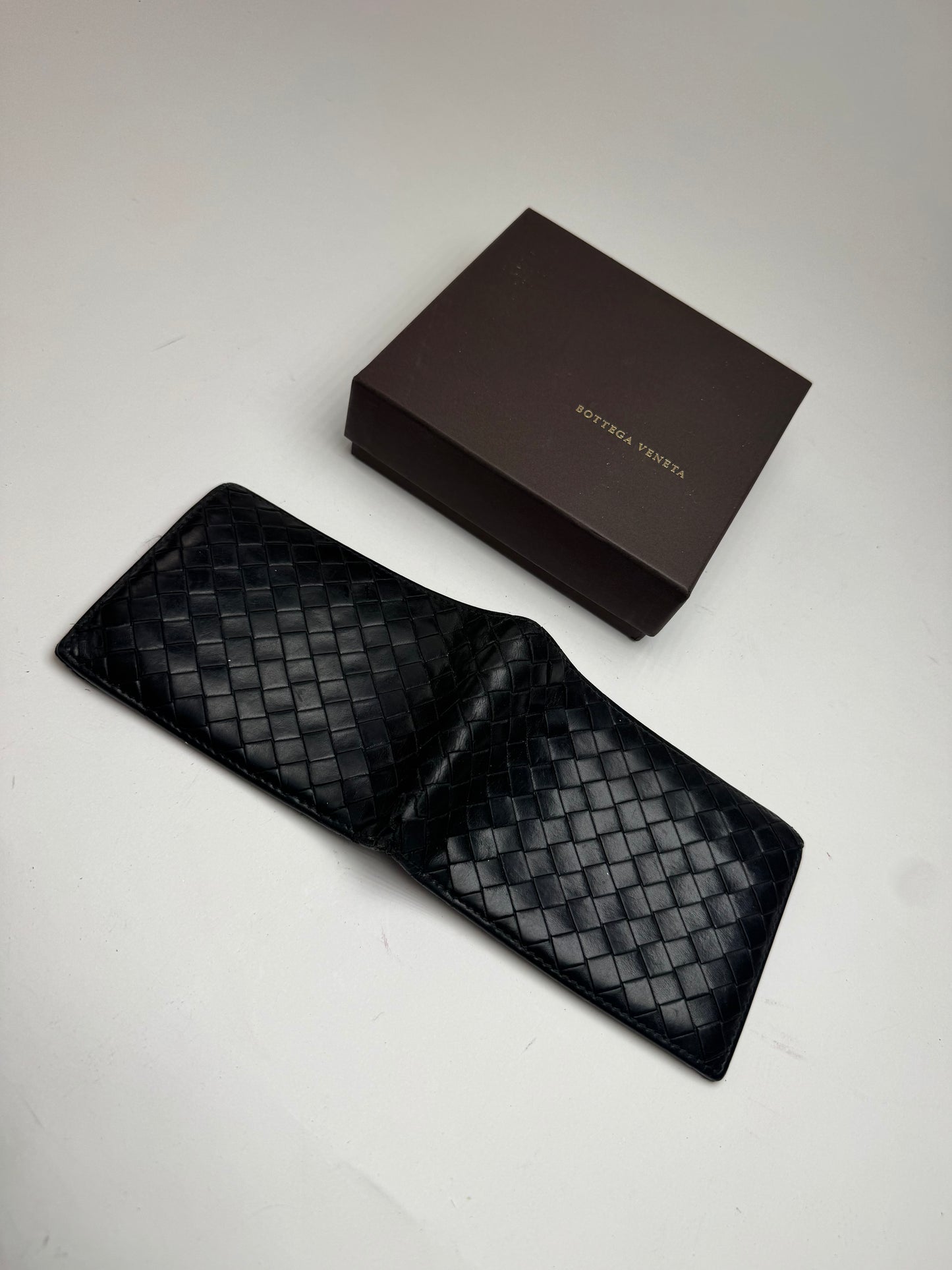 Vintage Bottega Veneta Intrecciato Leather wallet Black
